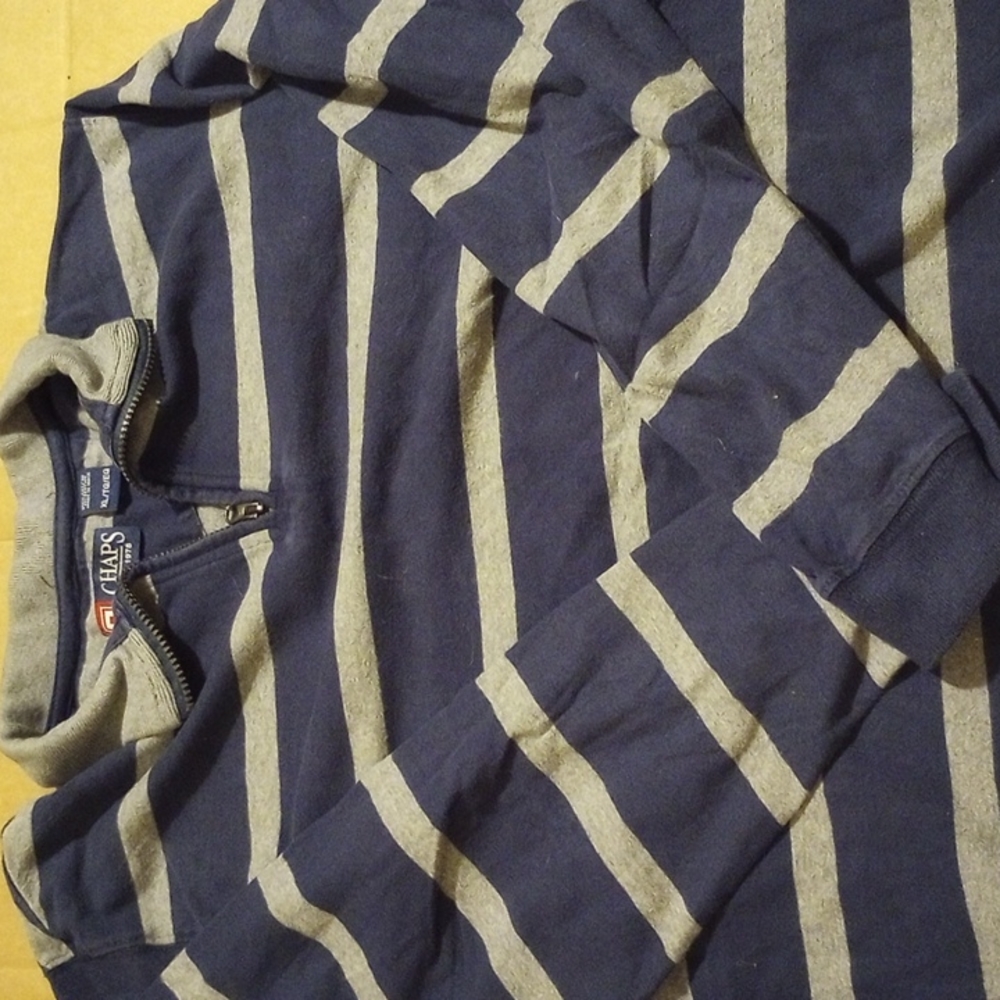 An extra large chaps stripes blue stripe zip long sleeve shirt